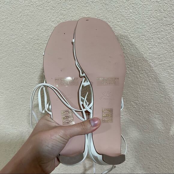 NEW J. Crew Italy ivory white strappy small kitten heel leather sandals - Picture 8 of 10